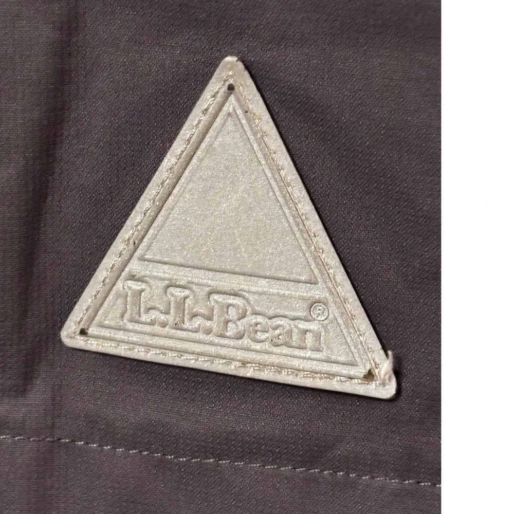 LL Bean Kids Rain Jacket Gray Lime Green Hooded Full Zip Coat Reflective SZ 5-6